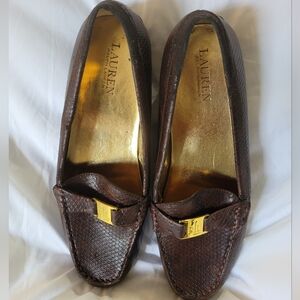 Lauren Ralph Lauren Brown Leather Moccasin Loafers Sz 10B